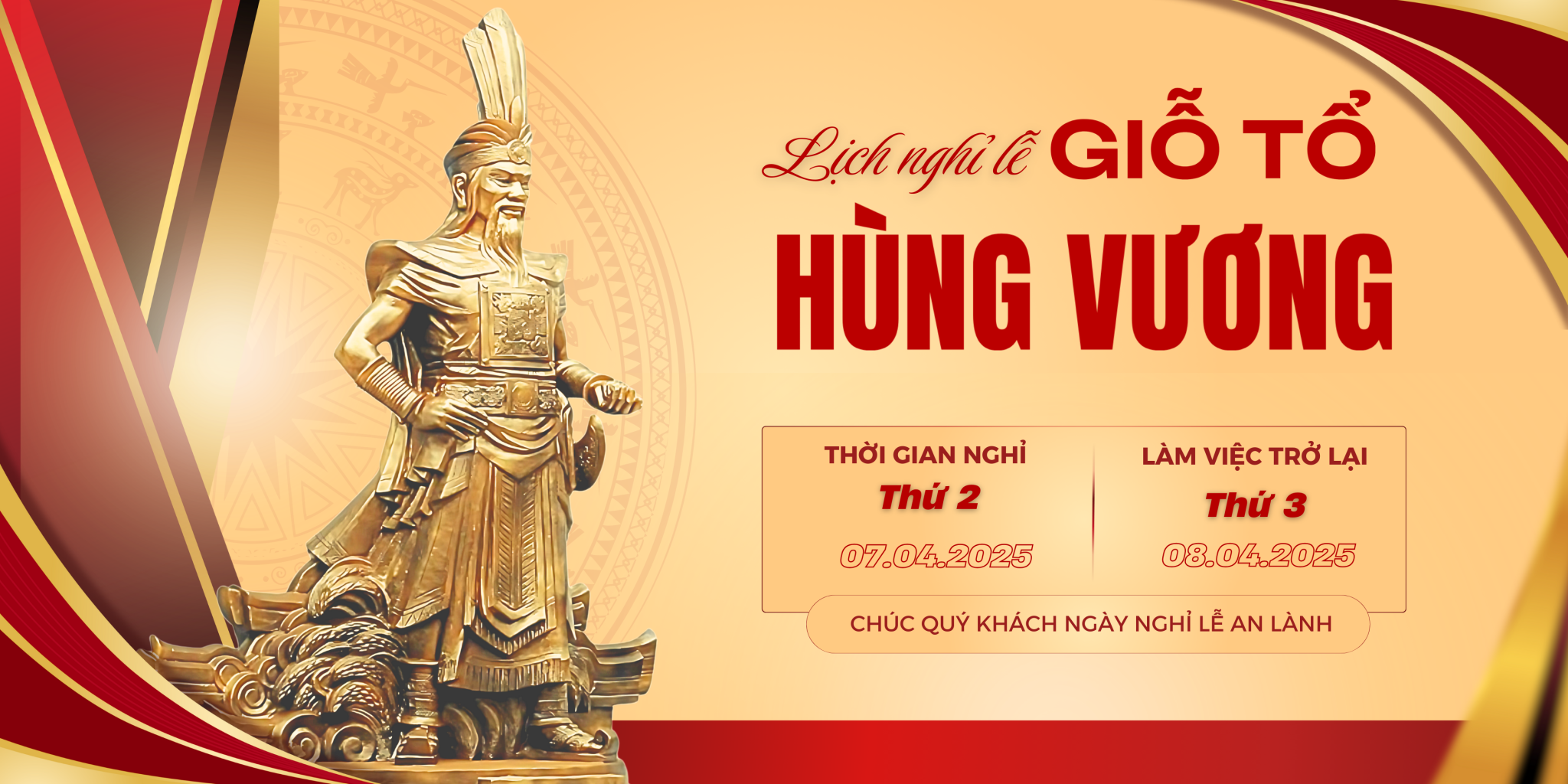 Thông báo nghỉ lễ Giỗ Tổ Hùng Vương (10/03 Âm lịch) năm 2025